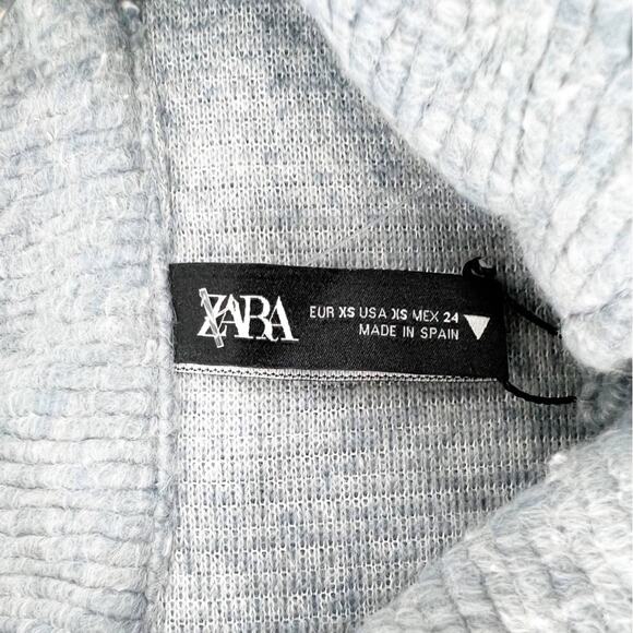 NEW ZARA Asymmetrical Hem Oversized Ribbed Shirt Jacket XS Grey - Picture 6 of 8